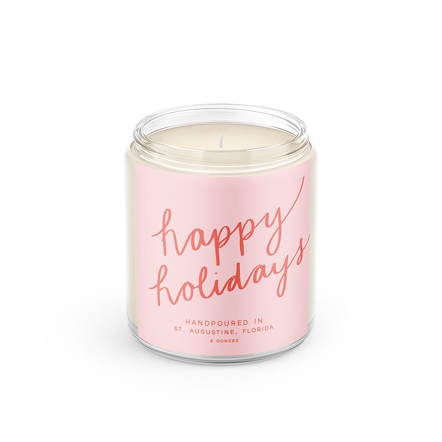 Happy Holidays: 8 oz Soy Wax Hand-Poured Candle